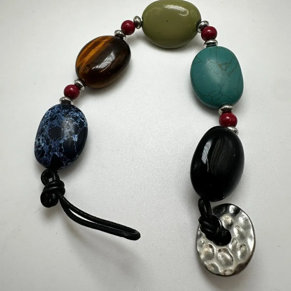 SALE! Chaps stone and faux stone and beaded bracelet‎ with button toggle clasp!